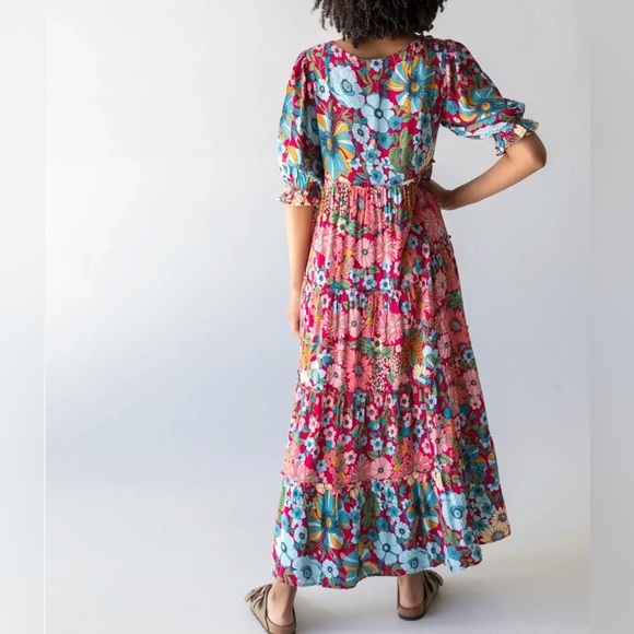Natural Life Womens Collette Tiered Maxi Dress Floral Boho Cottage Rayon Sz XL - Picture 5 of 14